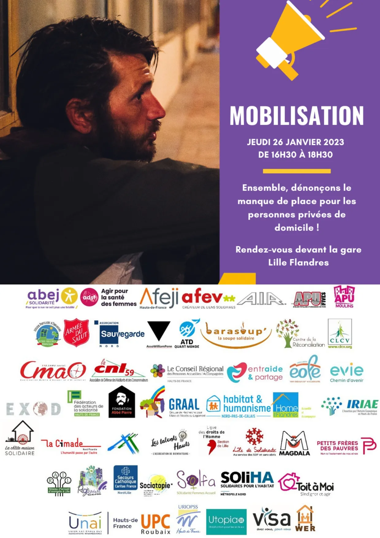 [NON A LA BANALISATION] Ensemble, dénonçons le manque de place pour les personnes privées de domicile !
