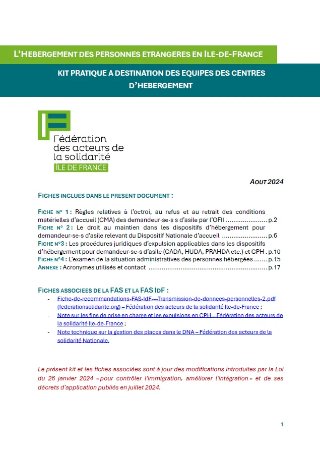 Ressource – «Kit sur l’hébergement des personnes étrangères en Ile-de-France »