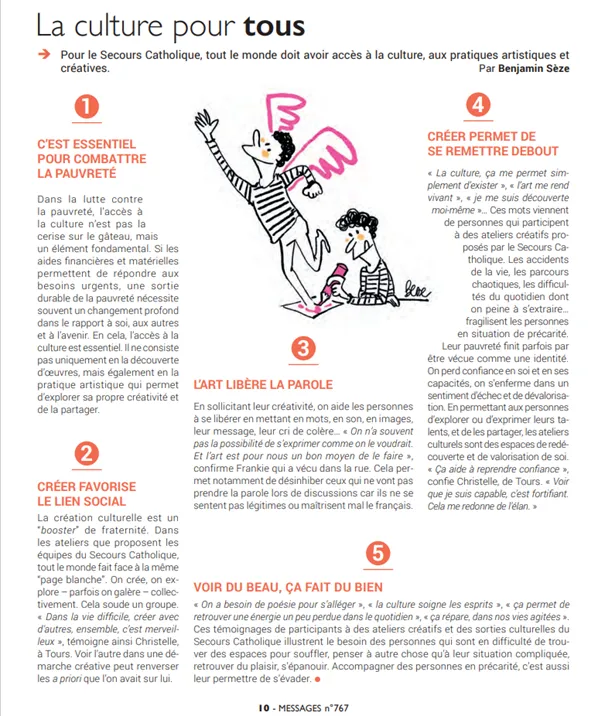 « La culture, pour quoi faire ? », les personnes en situation de précarité témoignent dans deux revues portées par le Secours Catholique