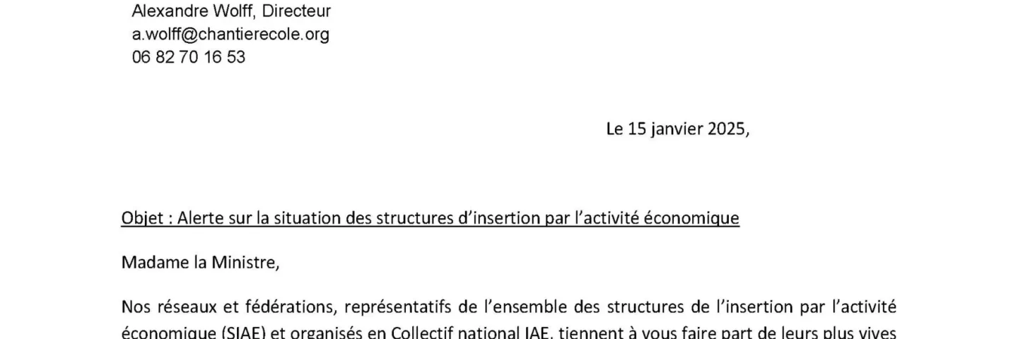 Alerte sur la situation des structures d’insertion par l’activité économique, le Collectif IAE s’adresse à la ministre du travail