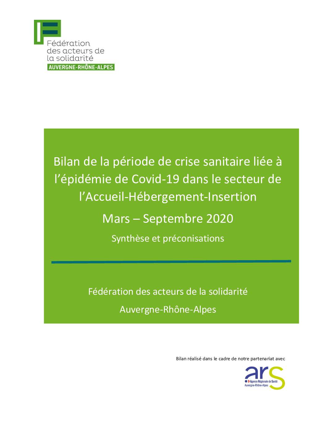 Bilan de la crise sanitaire de mars à septembre 2020