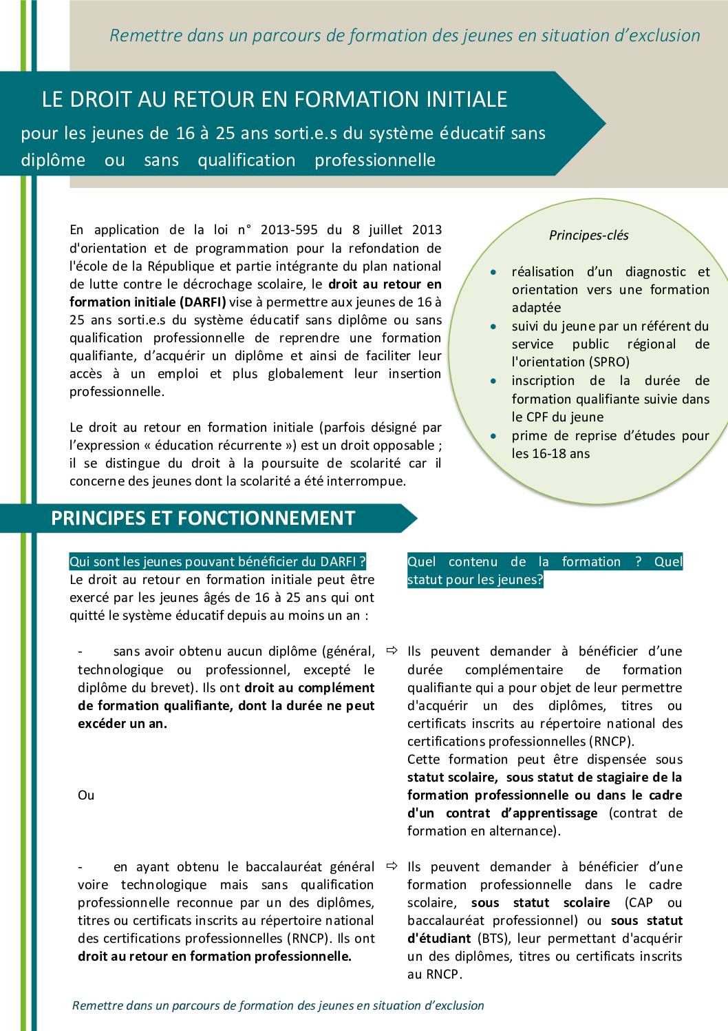 Le droit au retour en formation