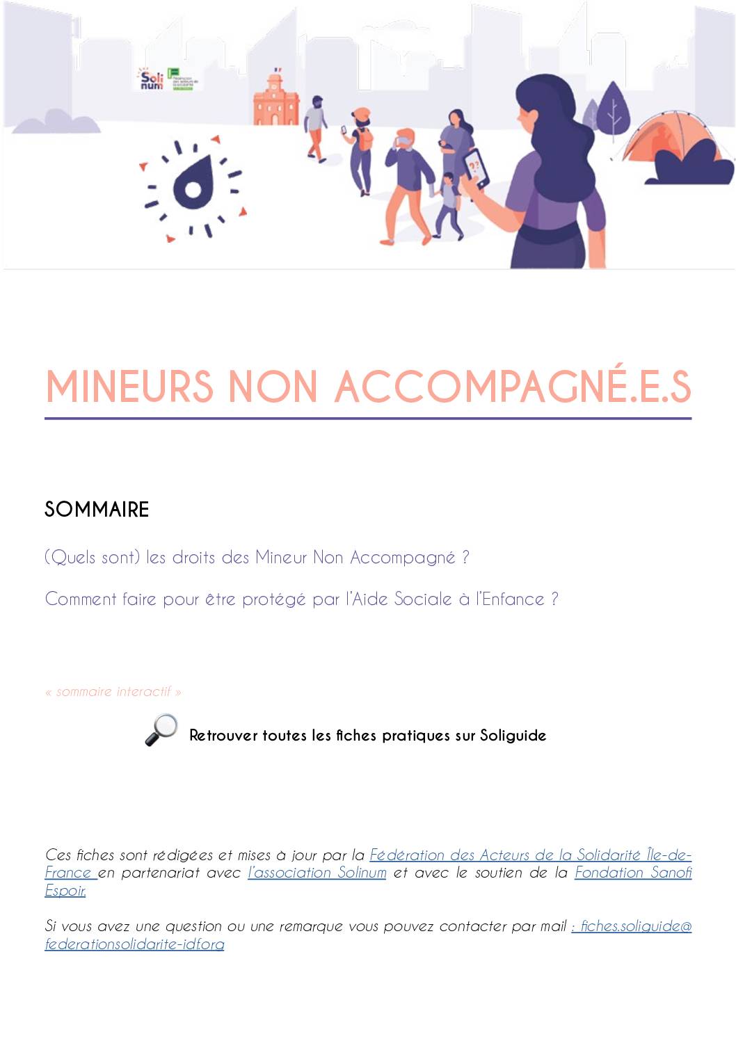 Fiche Soliguide Mineurs Non Accompagné.e.s