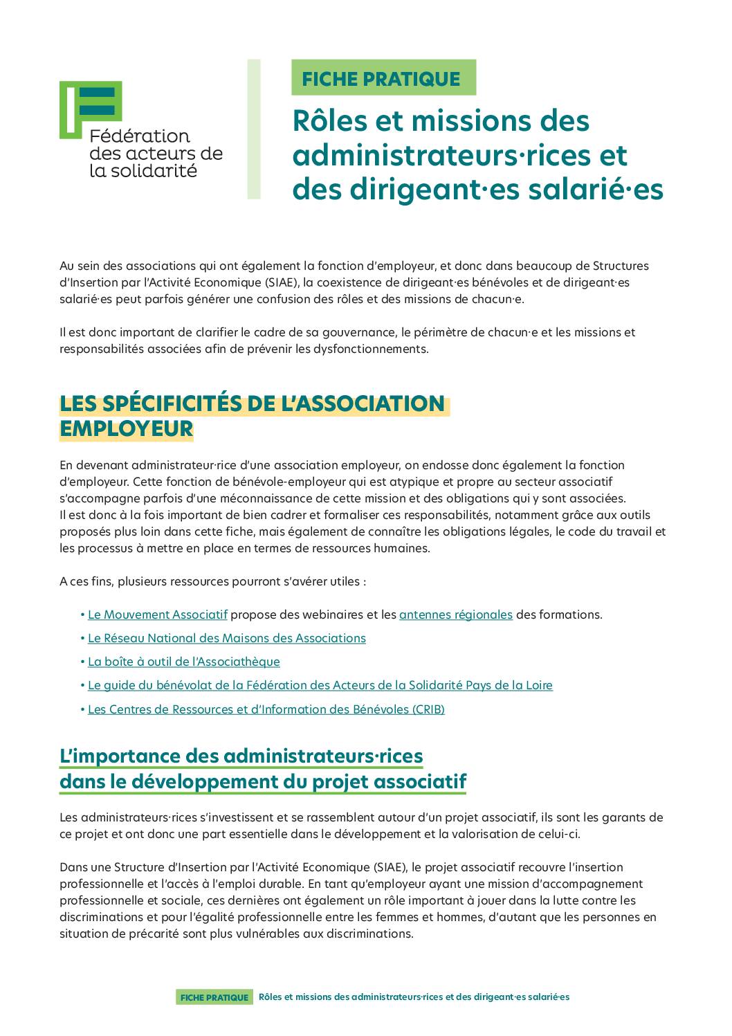 [FICHE] Rôles et missions des administrateurs·rices et des dirigeant·es salarié·es