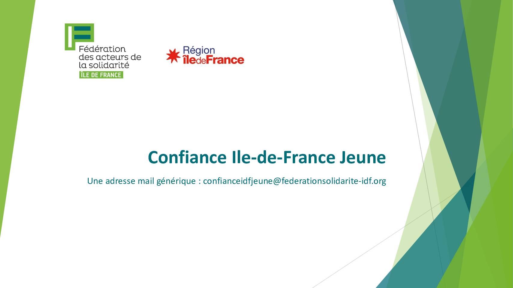 Présentation du dispositif Confiance Ile-de-France Jeune