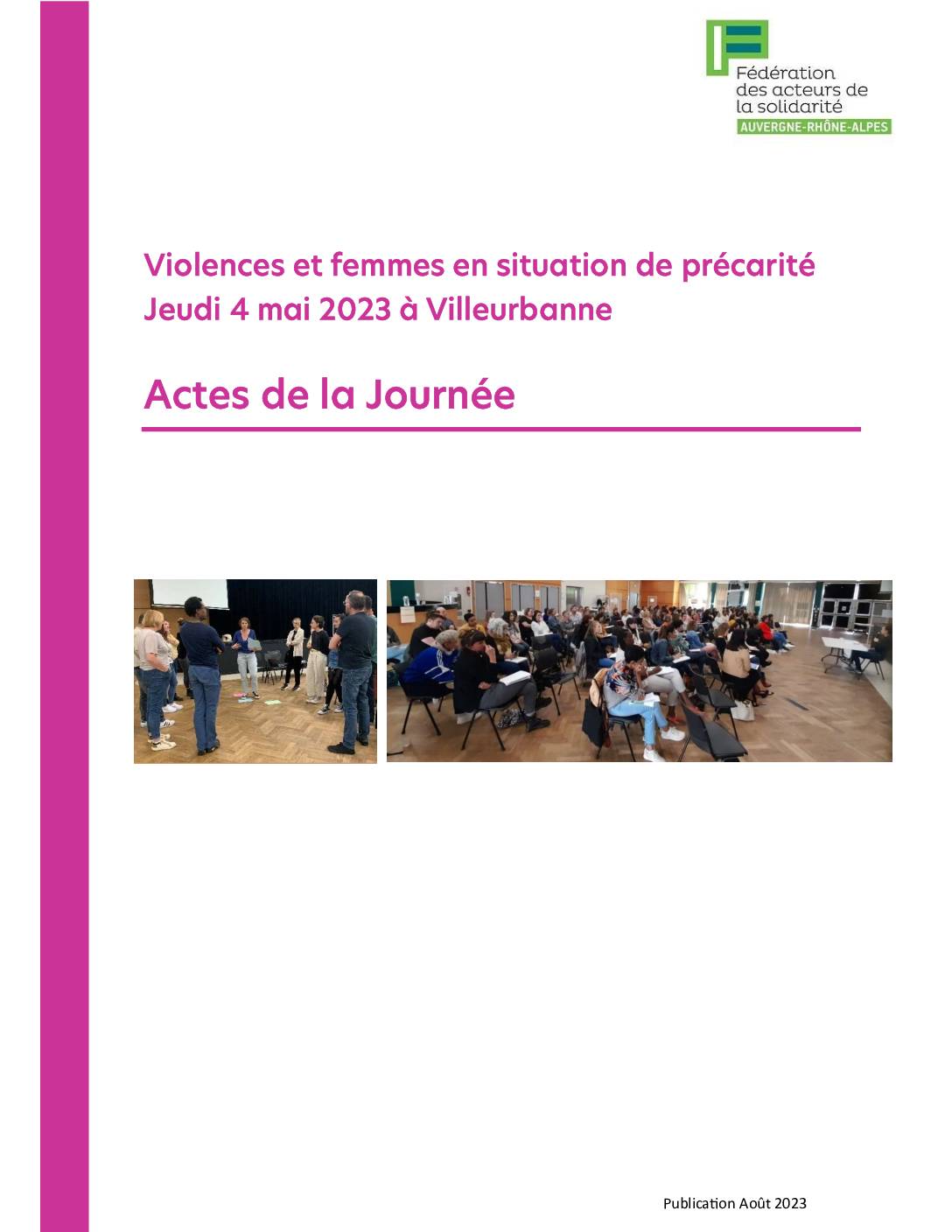 Actes de la journée violences et femmes en situation de précarité