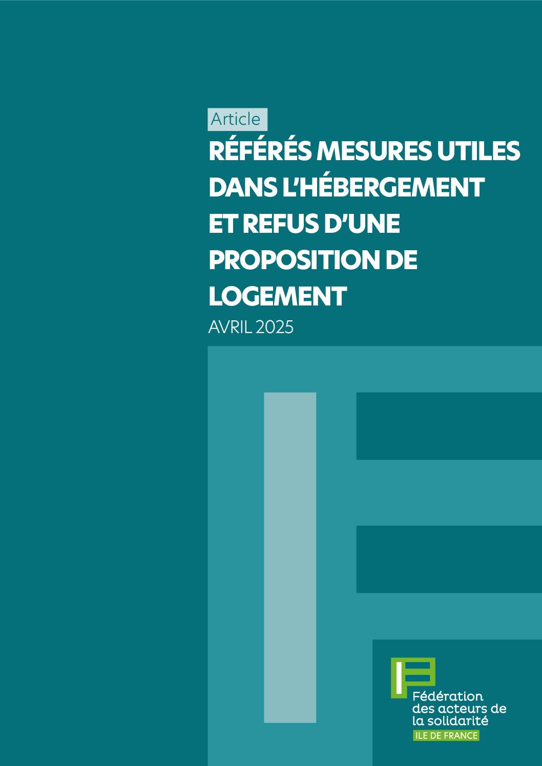 Note Référés Mesures Utiles dans l'hébergement et refus d'une proposition de logement