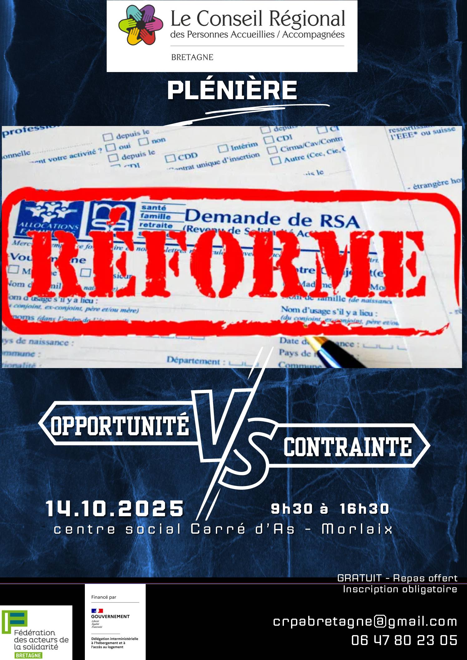 CRPA Bretagne : La réforme du RSA, opportunité ou contrainte ? - CR plénière du 14 octobre 2025