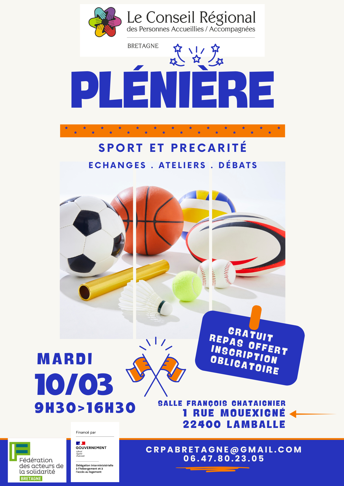 CRPA Bretagne : Le sport et la précarité - CR plénière du 10 mars 2026